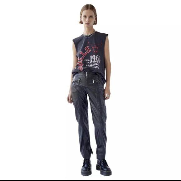 Urban Outfitters Olivia Faux Leather Zip Front Pants Black Sz 2 - Picture 2 of 12